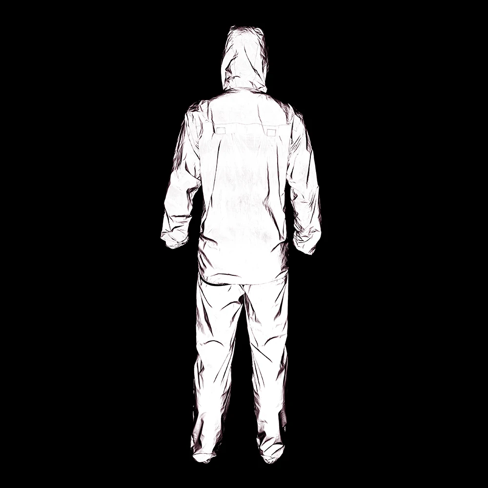WOSAWE Full Reflective Jacket with Hoodie High Visibility Waterproof Wind Breaker Men Women Hiking Cycling Running Safety Vest - Image 3