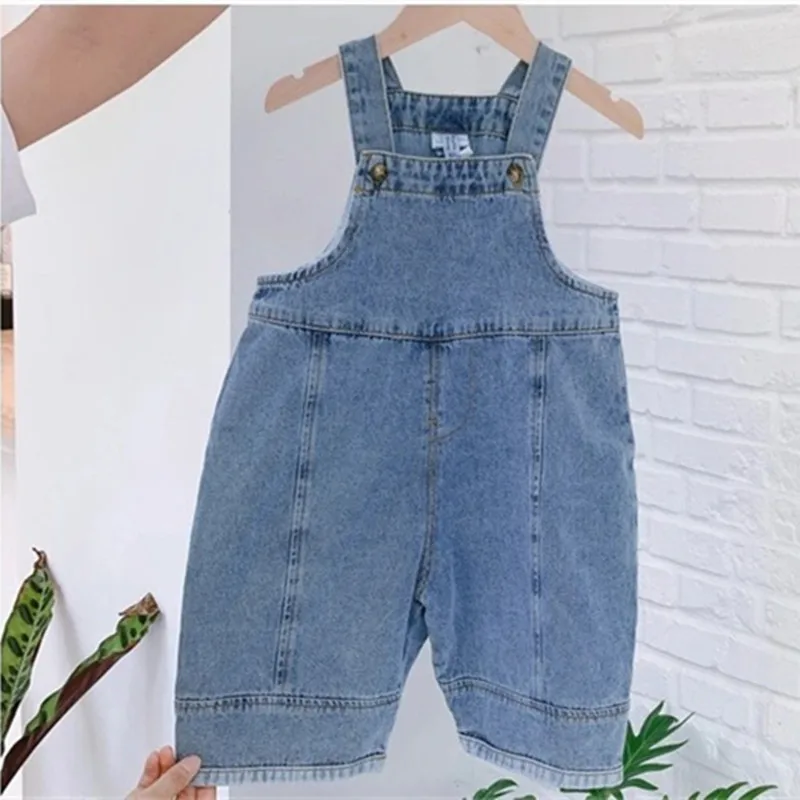 2024 Autumn New Children Loose Overalls boys girls casual all-match denim Trousers Spring Fall Solid Outwear 1-7Y Kids bib pants - Image 5