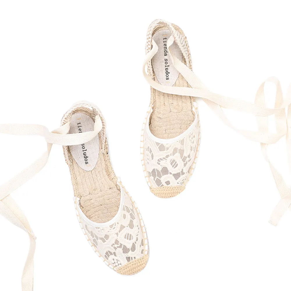 2021 New Arrival Lace T-strap Flat With Cotton Fabric Sandals Sapato Feminino Sapatos Mulher Womens Espadrilles Shoes - Image 4