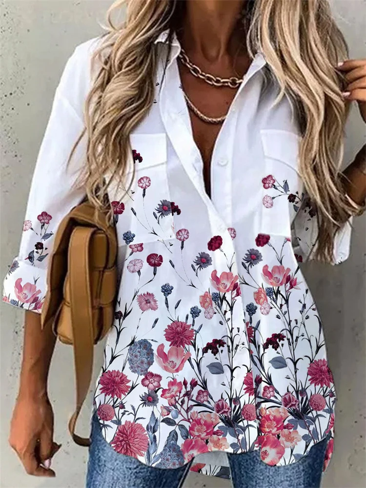 Temperament Women Shirt Loose Long Sleeve Shirt Women Casual Printed Women Top - Image 4