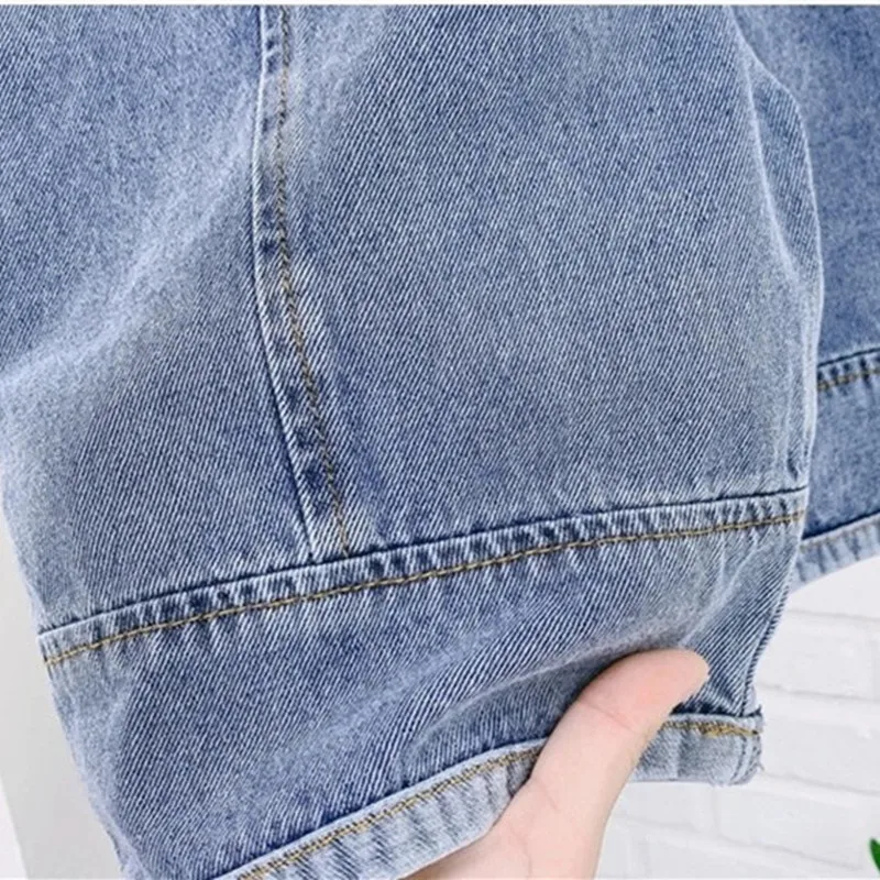 2024 Autumn New Children Loose Overalls boys girls casual all-match denim Trousers Spring Fall Solid Outwear 1-7Y Kids bib pants - Image 6