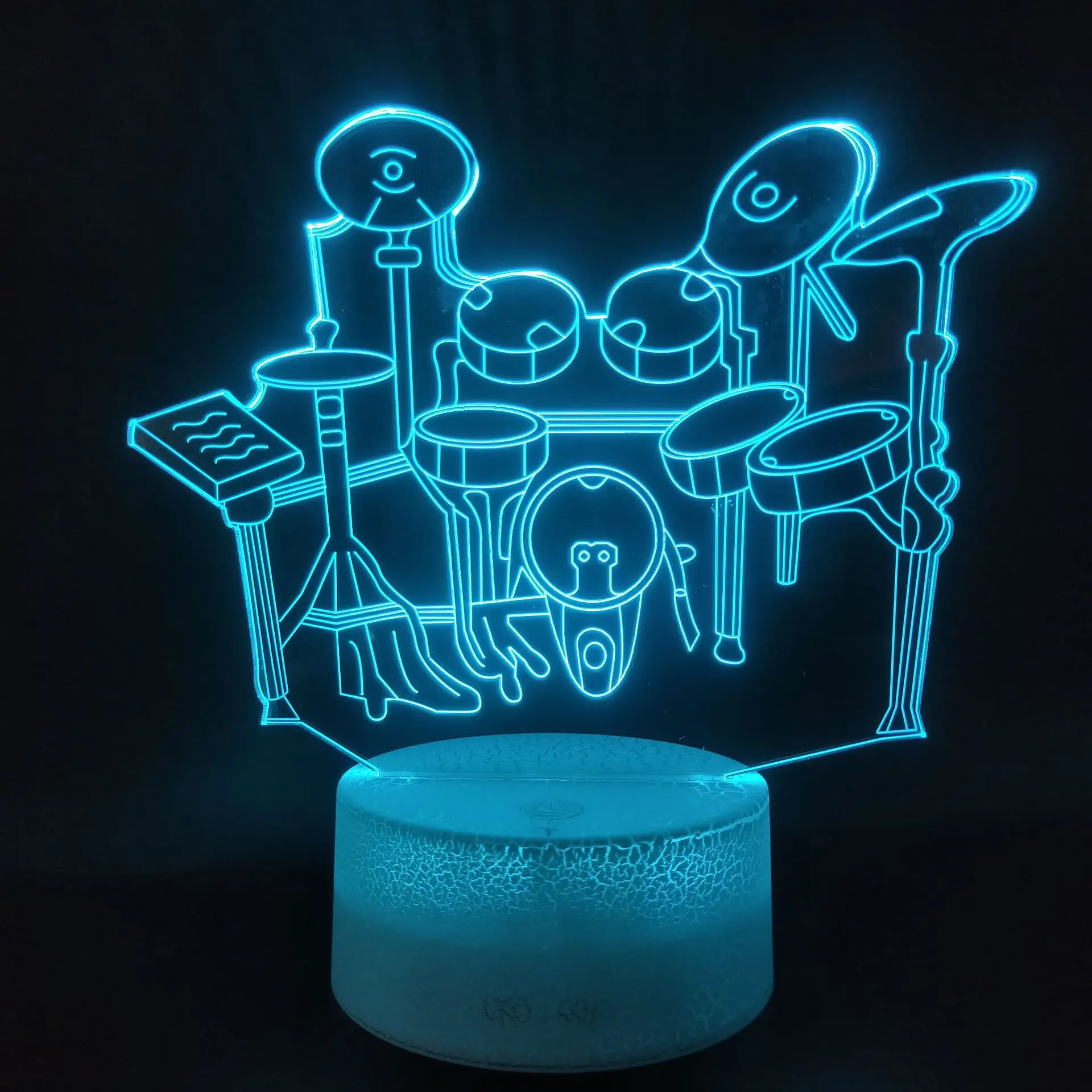 Drum kit 3D Illusion Lamp Christmas Gift Night Light Beside Table Lamp 16 Colors Auto Changing Desk Decoration Lamps Birthday - Image 5