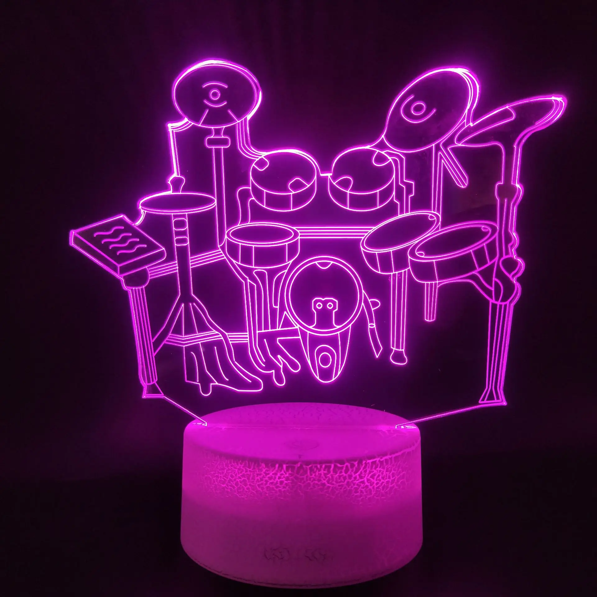 Drum kit 3D Illusion Lamp Christmas Gift Night Light Beside Table Lamp 16 Colors Auto Changing Desk Decoration Lamps Birthday - Image 6