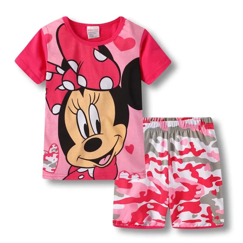 New Summer Kids Boys Girls Clothes Baby cotton Princess Pajamas Summer Short Sleeved Set Cartoon Minnie Children's Sleepwear - Image 3