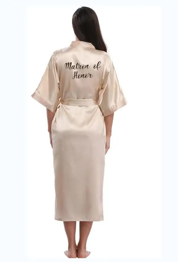 Bridesmaid champagne Large Plain Mother Bride Kimono Silk Satin Lace Night Dress Gown Wedding Robes Bathrobe Ladies Robe - Image 4