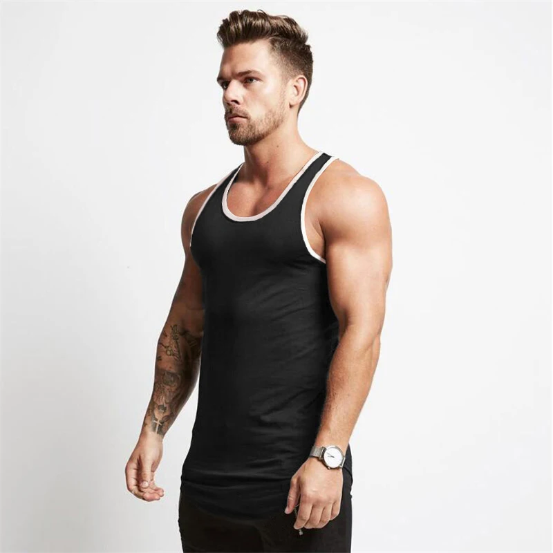 Blank Men's gym clothing Bodybuilding tank top Man summer fashion sleeveless shirt cotton fitness sportswear slim muscle vests - Image 2
