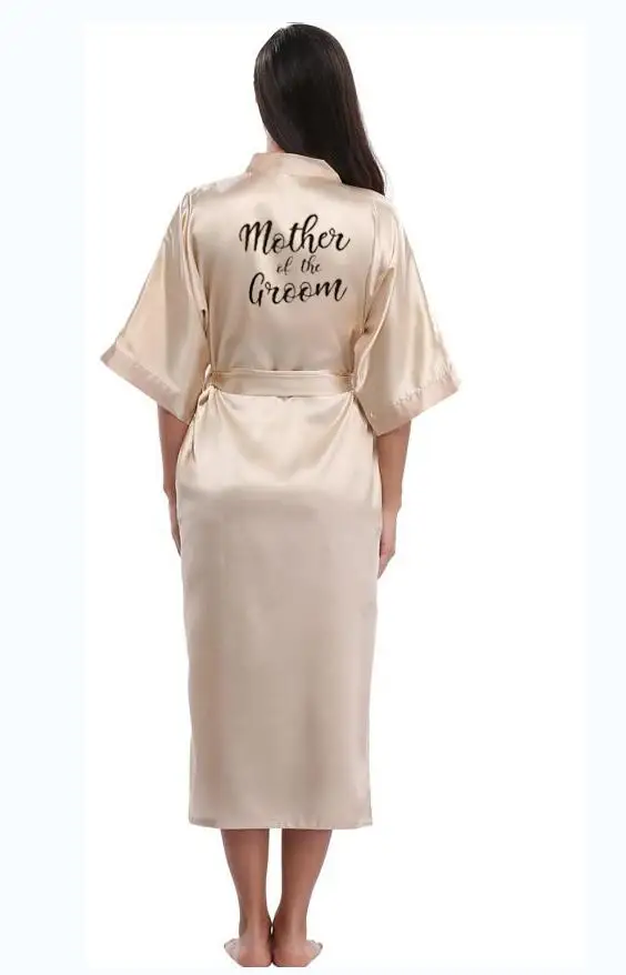 Bridesmaid champagne Large Plain Mother Bride Kimono Silk Satin Lace Night Dress Gown Wedding Robes Bathrobe Ladies Robe - Image 5