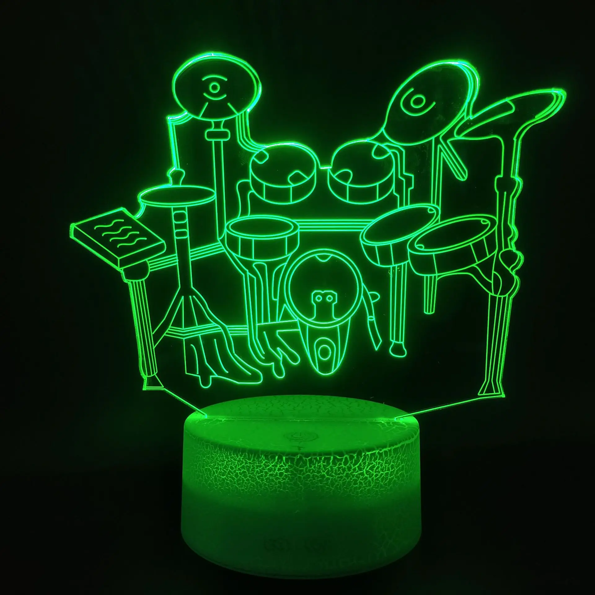 Drum kit 3D Illusion Lamp Christmas Gift Night Light Beside Table Lamp 16 Colors Auto Changing Desk Decoration Lamps Birthday - Image 2