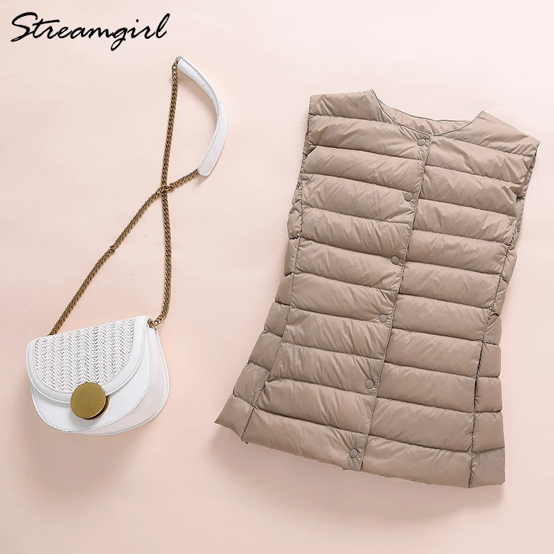 Duck Down Vest Women Outerwear Ultra Light Jacket Women 2019 Sleeveless Ultra Thin Down Jacket Female Women's Warm Vest Winter - Image 5