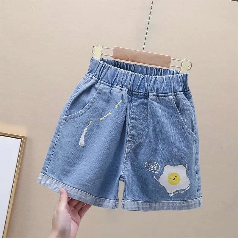 Children Jeans Boys Girls Cotton Shorts Splice Stretch Denim shorts Korean Teenage Trousers Wear Kids Clothing DenimRipped - Image 4