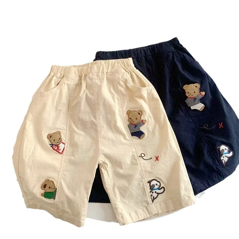 2025 New Cartoon Cute Childrens Boy Shorts Summer Fun Embroidery Closed Casual Pants Childrens Woven Shorts For 1-7 Years - Image 5