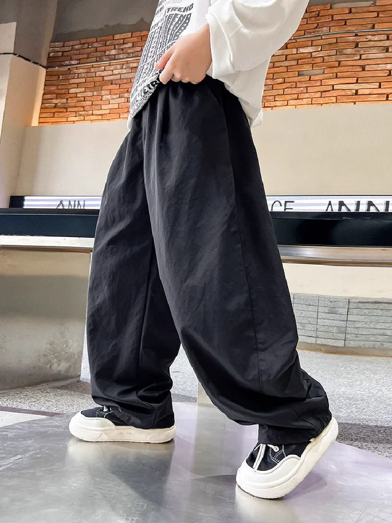 Boys Work Pants Spring Kids Thin Straight Trousers Autumn Fashion Wide-leg Pants Teen Casual Loose Simple Sweatpants 5-14 Years - Image 5