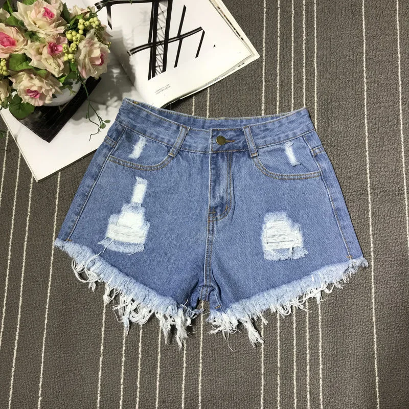 New High Waist Tassel Broken Denim Shorts Female 2024 Summer Korean Version Raw Edge Wide Leg Loose Plus Size Jean Shorts Women - Image 3