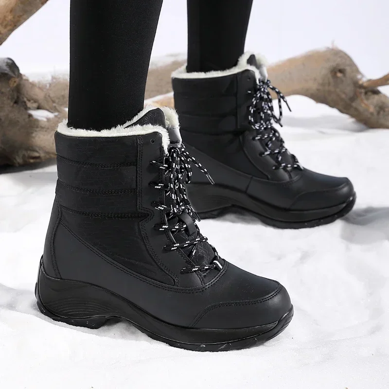 Women's Ankle Boots Winter Unisex High Top Warm Thick Soled Shoes Winter Anti Slip Waterproof Shoes 2025 New Fashion Snow Boots - Image 2