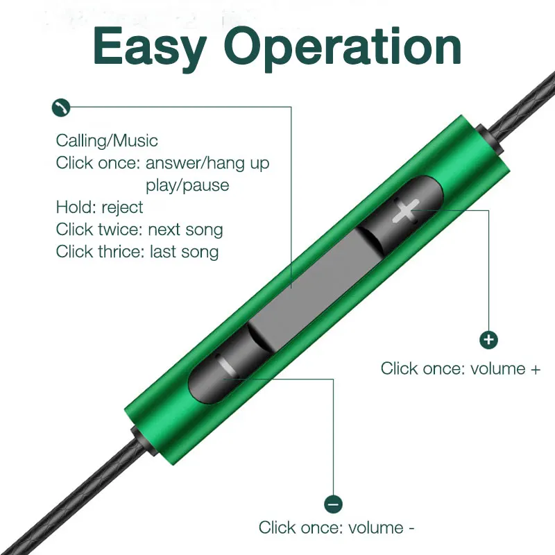 EARDECO Hifi Wired Headphones Bass 3.5mm With Mic Wired Earphone Headphone Wire Headsets Earbuds Sports Stereo Noise Reduction - Image 6