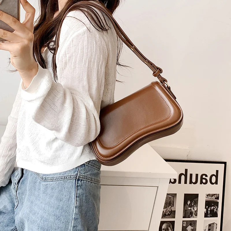 MOODS Flap Crossbody Bags For Women Pure Color PU Leather Armpit Shoulder Bag 2023 Latest Fashion Small Saddle Handbags Female - Image 5