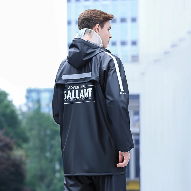 Men's Women's Fashion Raincoat Adult Waterproof Poncho Yellow Motorcycle Raincoat Suit Travel Hiking Rain Jacket Pants Rain Gear - Image 3