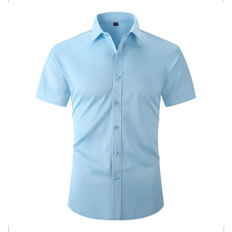Men's Solid Short Sleeve Shirts Casual Button-Down White Black Shirt USA Size S-XL - Image 5