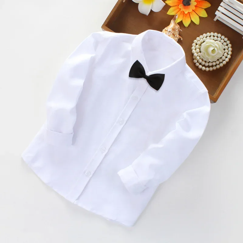 Children Party Performance Shirt Baby Toddler Teen Clothes School Uniform Boys Shirts Black White Long Sleeve Blouse Kids Tops - Image 4