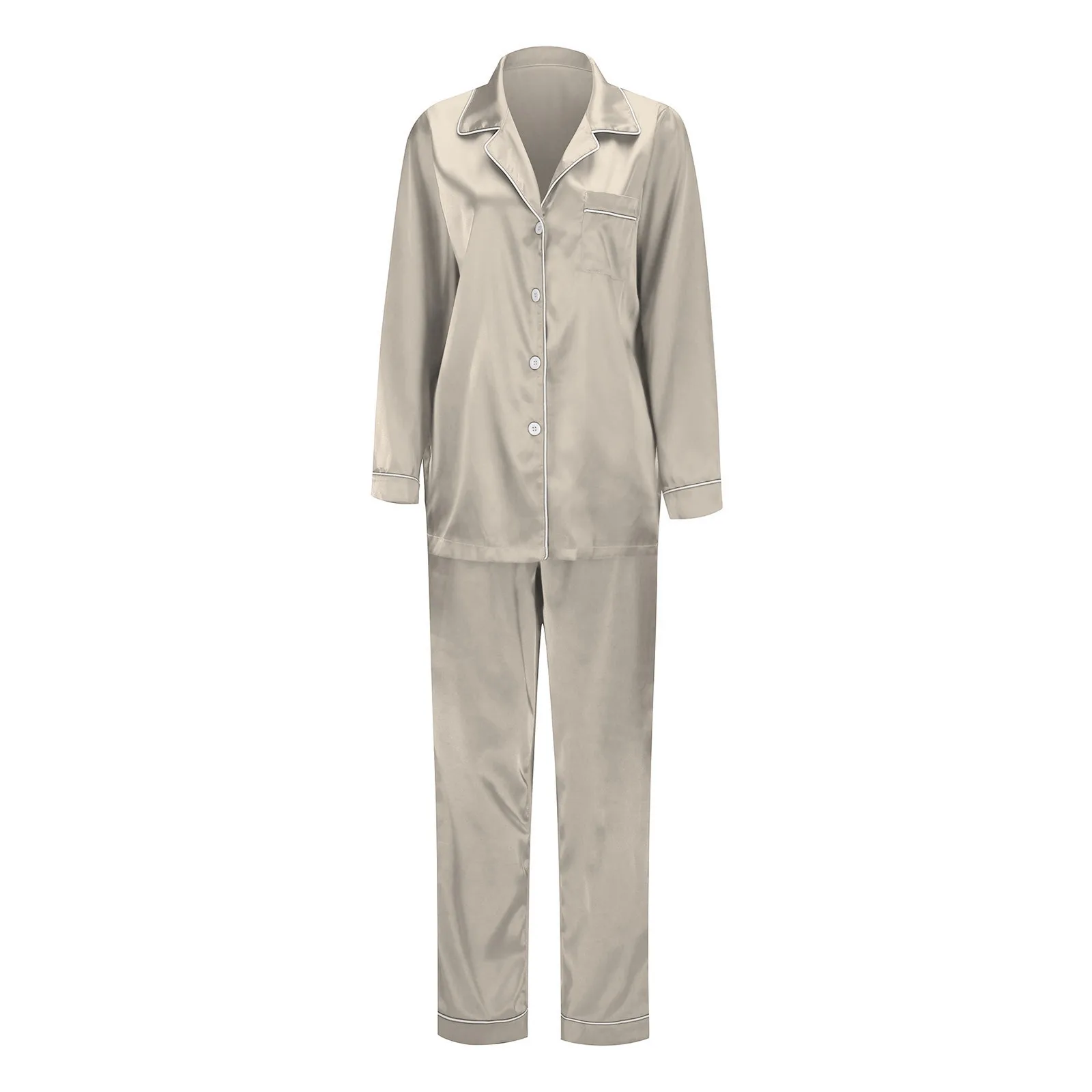 Silk Family Christmas Pajamas Sleepwear Satin Tops+Pants 2pcs Nightwear Pajamas Loungewear Solid Matching Suits For The Family - Image 6