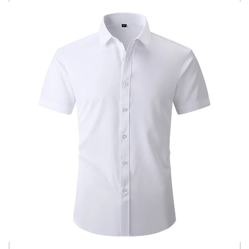 Men's Solid Short Sleeve Shirts Casual Button-Down White Black Shirt USA Size S-XL - Image 3
