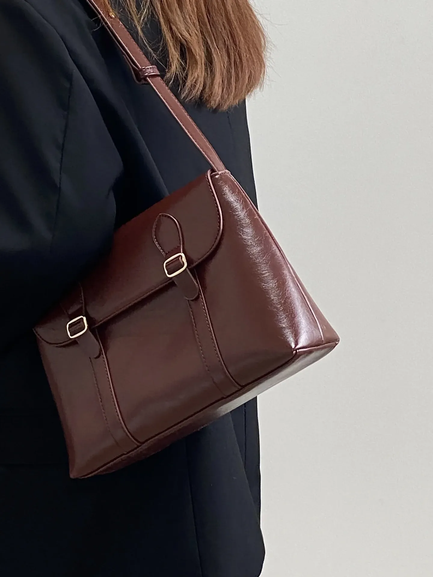 Vintage Women's Shoulder Bag Large Capacity Ladies Tote Purse Handbags Pu Leather Female Messenger Bags College Girls Book Bag - Image 6