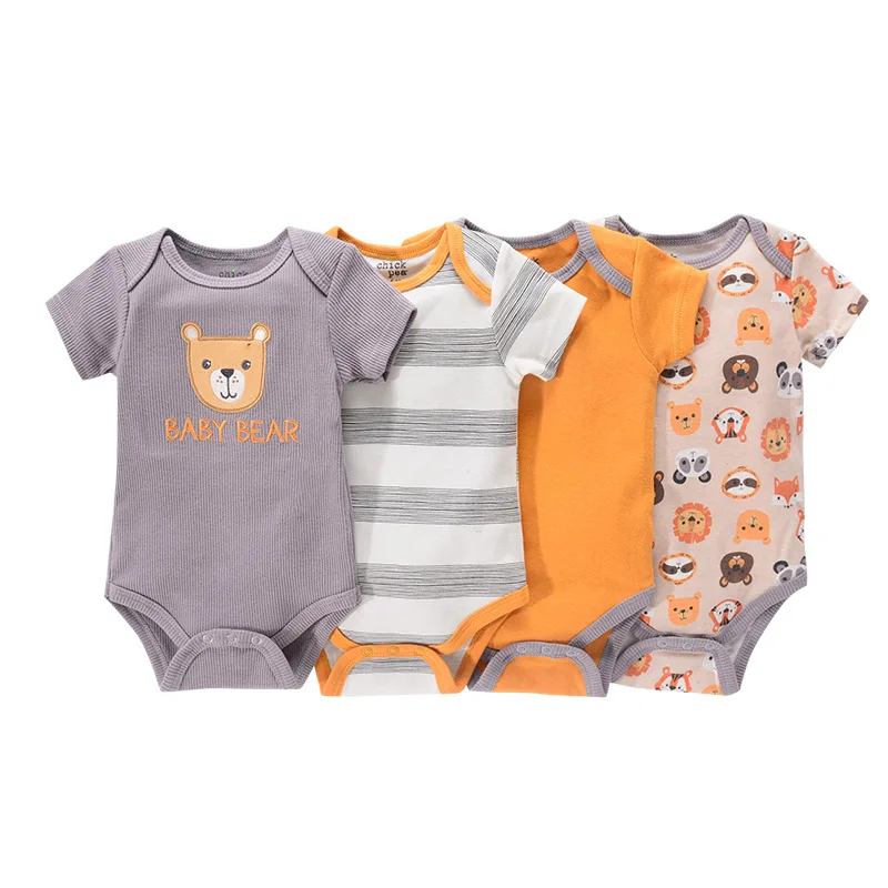 1/4Pcs Newborn Bodysuit Baby Boy Short Sleeve Jumpsuit Cartoon Print Toddler Girl Cotton Clothes 0-12Month Infant Romper Outfits - Image 6