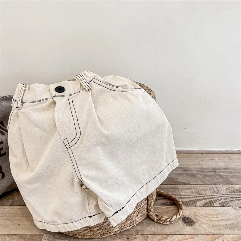 New Summer Children Casual Shorts Solid Color Elastic Waist Loose Short Pants Kids Boys and Girls Half Cargo Trousers A22296 - Image 6