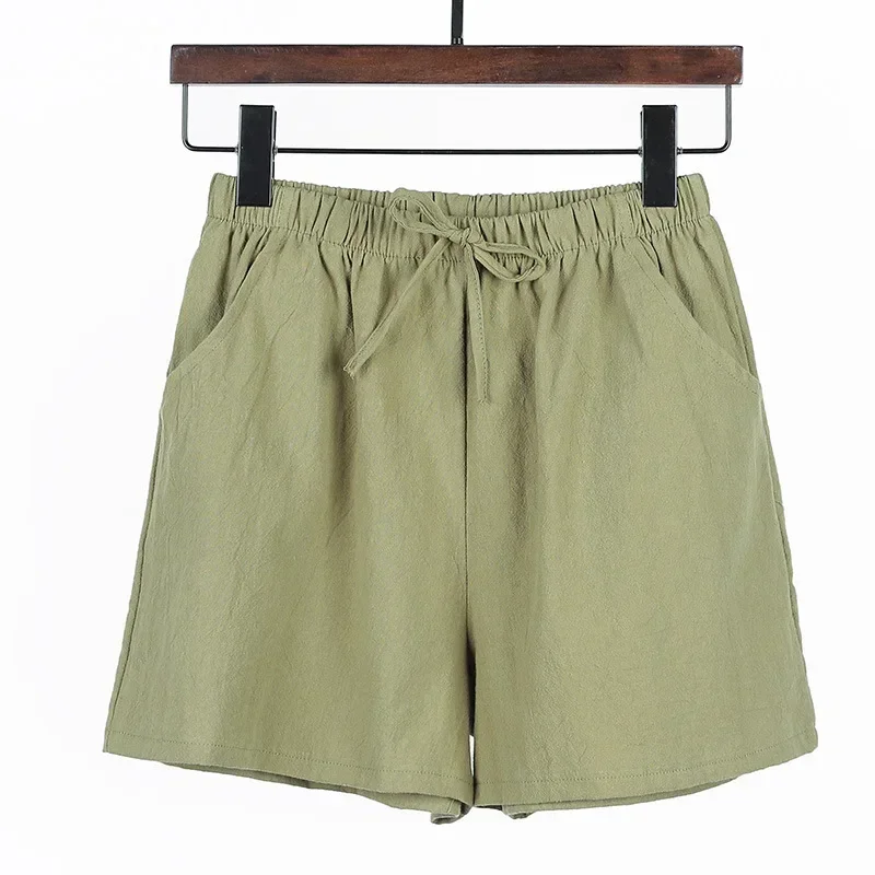 High Waisted Casual Linen Shorts Women Gym Workout Shorts Cotton Short Pants Loose-fitting Ladies Short Femme Women Shorts Sport - Image 4