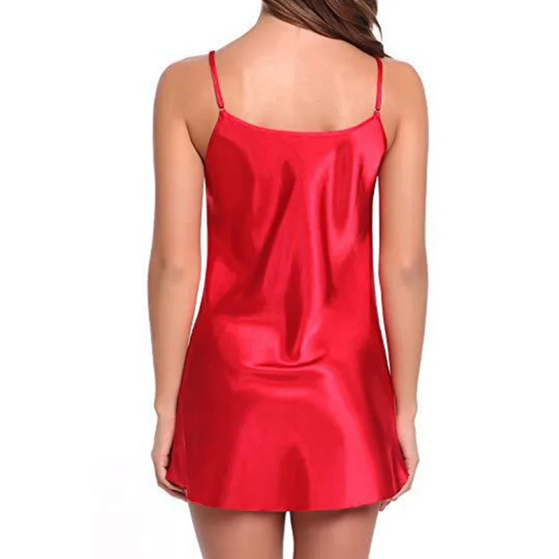 New Sexy Sleepwear Women Lace Silk Satin Night Dress Sleeveless Nighties V-neck Nightgown Nightdress Nightwear Sleepwear - Image 6
