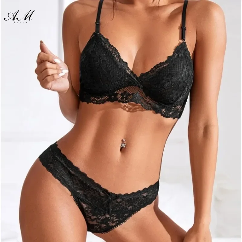 Sexy Lace Women Underwear Set Seamless Wire Free Bra Sets Hollow Out Bra and Panty Sets for Women Embroidery Intimates Lingerie - Image 4