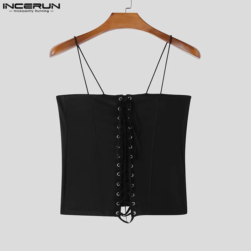 Sexy Fashion Stylish Tops INCERUN Men Tight Fitting Drawstring Design Vests Casual Clubwear Male Sleeveless Tank Tops S-5XL 2025 - Image 2