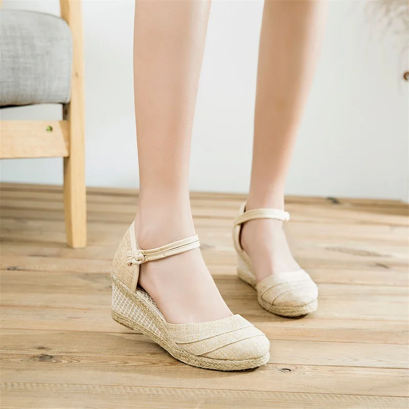 Wedges Woman Summer 2023 Espadrilles Heeled Sandals Women Fashion Casual Pumps Mom Daily Walking Shoes Loafers Zapatos De Mujer - Image 3