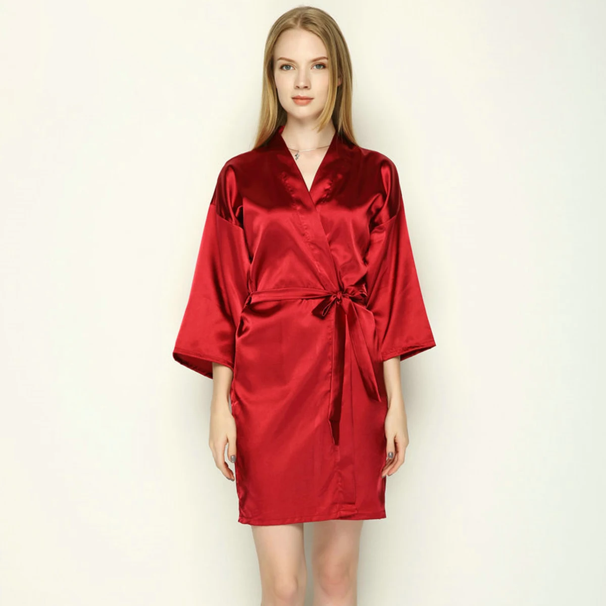 Satin Silk Robes Wedding Bathrobe Bride Bridesmaid Gown Women Clothing Sleepwear - Image 4