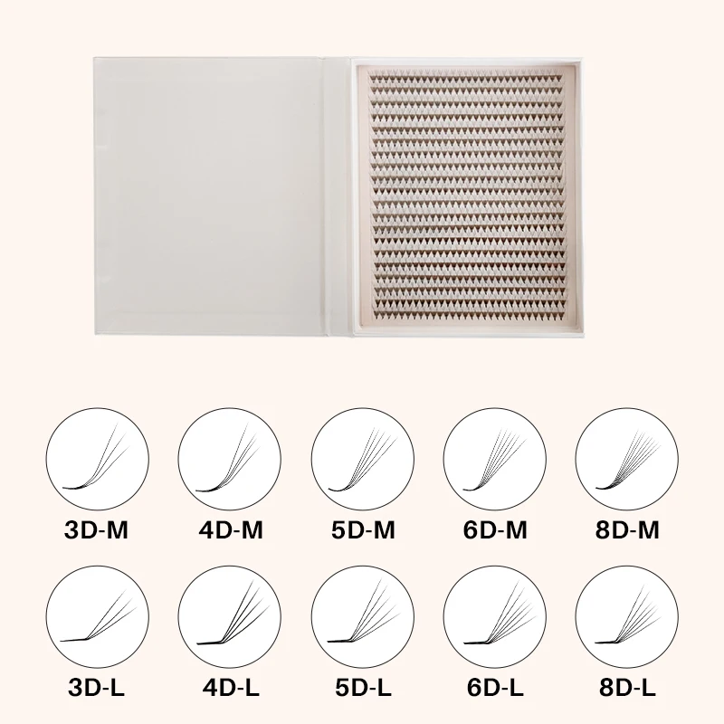 600/1200 Fans Premade Volume Fan Mega Tray L M Curl Matte Ultra Dark Pointy Base Promade Fans Eyelash Extensions Makeup Tools - Image 3