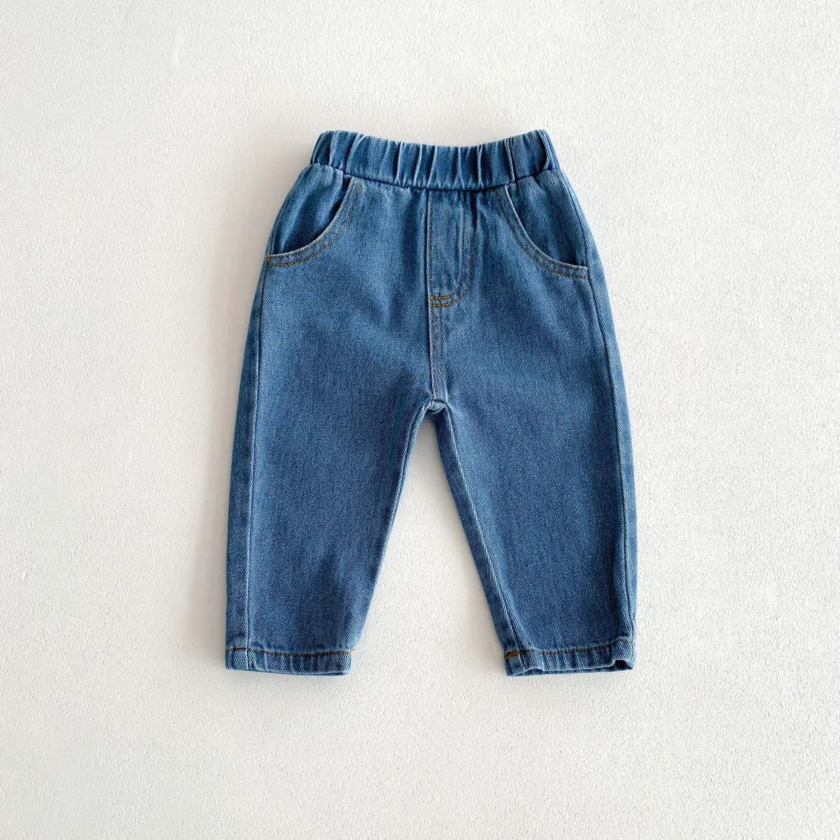 Spring Autumn Fashion Children Solid Jeans Girl Baby Retro Denim Casual Pants Boy Kid Pockets Cotton Trousers Toddler Dungarees - Image 5