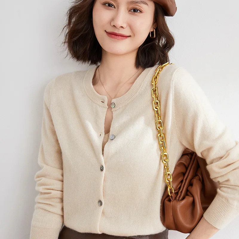 Women Cardigans Sweater O-neck Spring Autumn Knitted Cashmere Cardigans Solid Single Breasted Womens Sweaters 2022 - Image 2
