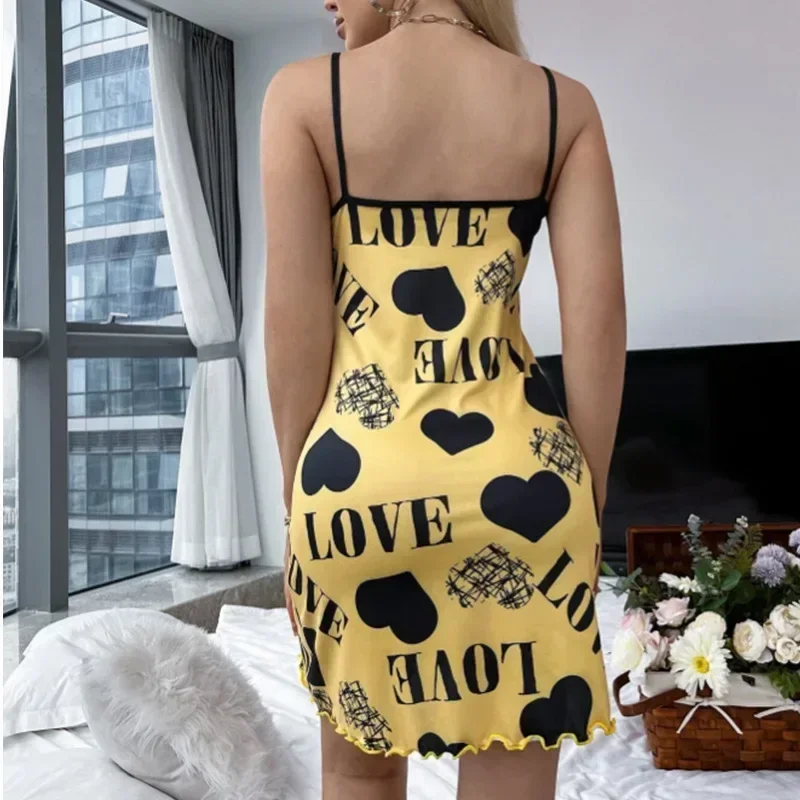 Sexy Spaghetti Strap V-Neck Nightdress Women Nightie Summer Loose Cotton Nightgown Female Cute Print Sleep Dress Light Sleepwear - Image 3
