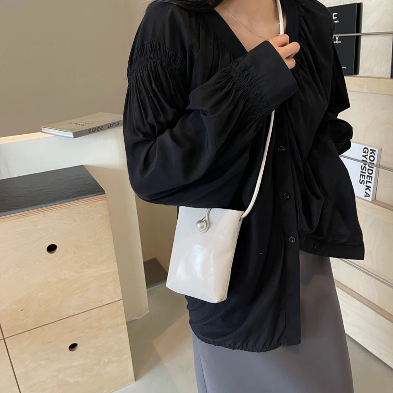 LEFTSIDE Mini PU Leather Crossbody Bags for Women 2025 Summer New Simple Shoulder Bag Females Cute Silver Handbags and Purses - Image 4