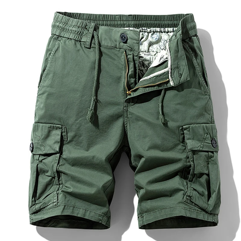 Men Summer New Brand Cotton Cargo Shorts Mens Classic Casual Multi-pocket Tactical Shorts Pants Elastic waist Jogger Shotrs Male - Image 3