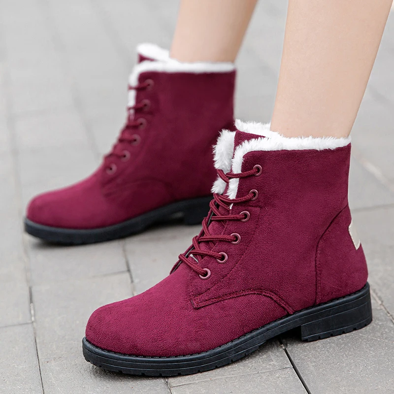 Snow Women Boots Flat Boots For Women Platform Ladies Shoes Plush Keep Warm Boots Ladies Fur New Winter Shoes Women Botas Mujer - Image 3