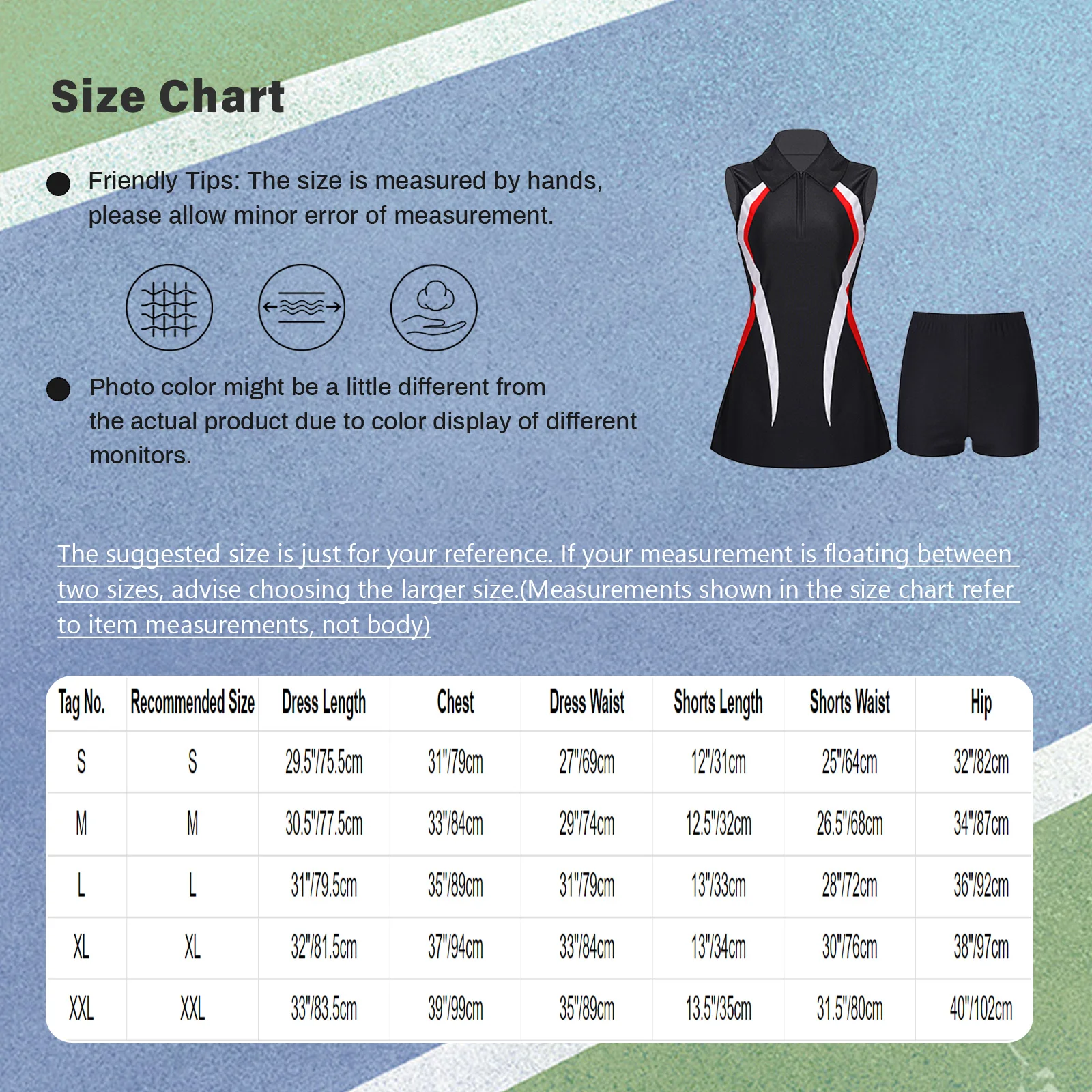 Womens Tennis Dresss Badminton Golf Outfit Sports Set Sportswear Outdoor Activities Sleeveless Zipper Athletic Dress with Shorts - Image 6