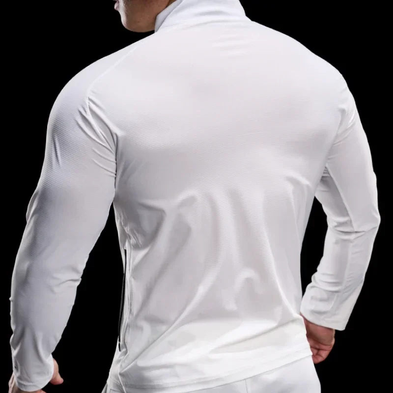 Men's Sports Gym Jacket Running Fitness Training Long Sleeve Stretch Slim Standing Collar Tight Muscle Training Quick Dry Coat - Image 5