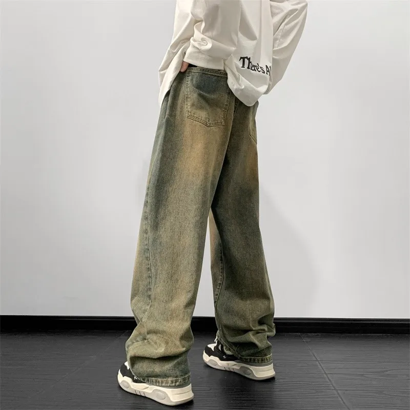 Jeans men Wide Leg Jeans Male Loose Straight Denim Pants 2024 Autumn Harajuku Vintage Blue Jean Trouser Streetwear Clothes - Image 3