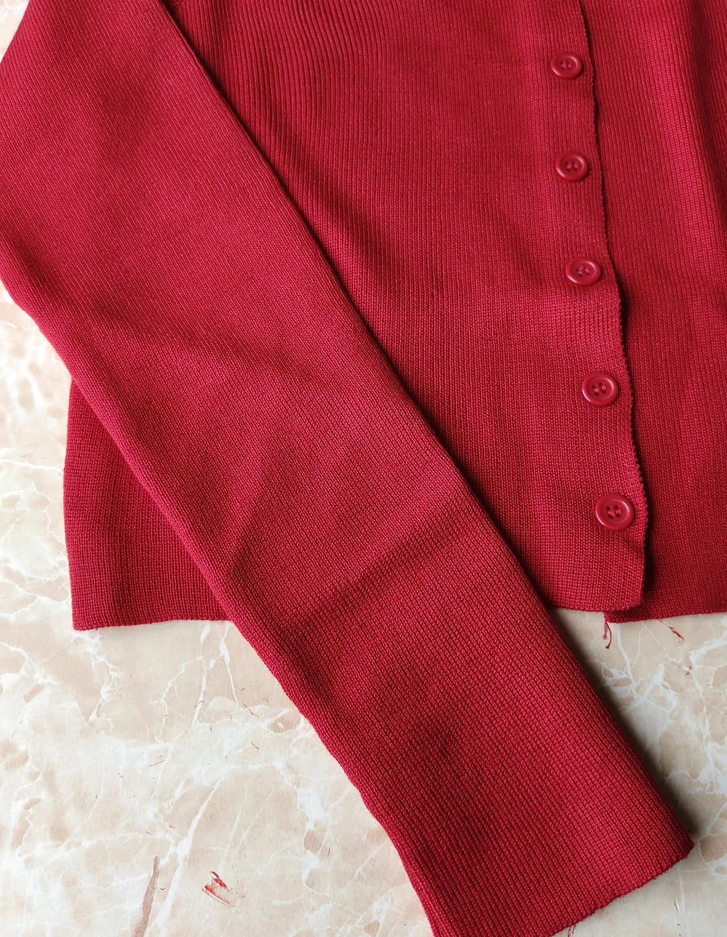 Woman Sweaters Cardigan Red V-neck Knitted Cardigan Women's Spring Slim-Fitting Style Short Jacket - Image 6