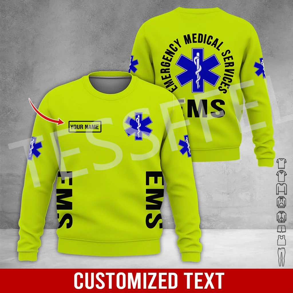 Custom Name Cosplay EMS EMT Medical Paramedic Worker Tattoo Tracksuit Vintage 3DPrint Pullover Harajuku Jacket Casual Hoodies X8 - Image 2