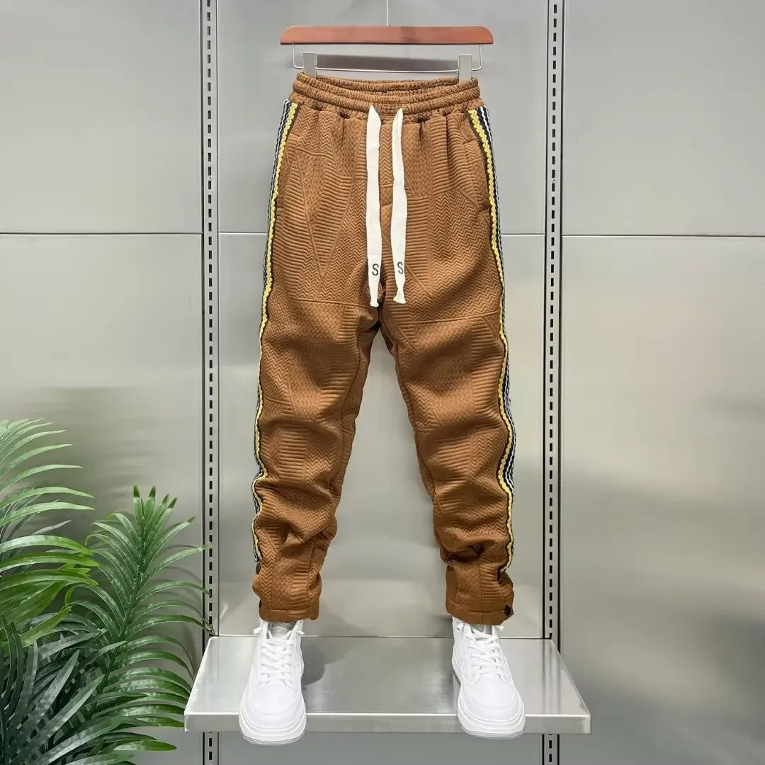 Autumn Men's Coffee Joggers Tactical Pants High Street Sports Trousers 9-Minute Sweatpants Fashionable Men's Clothing 2024 - Image 3