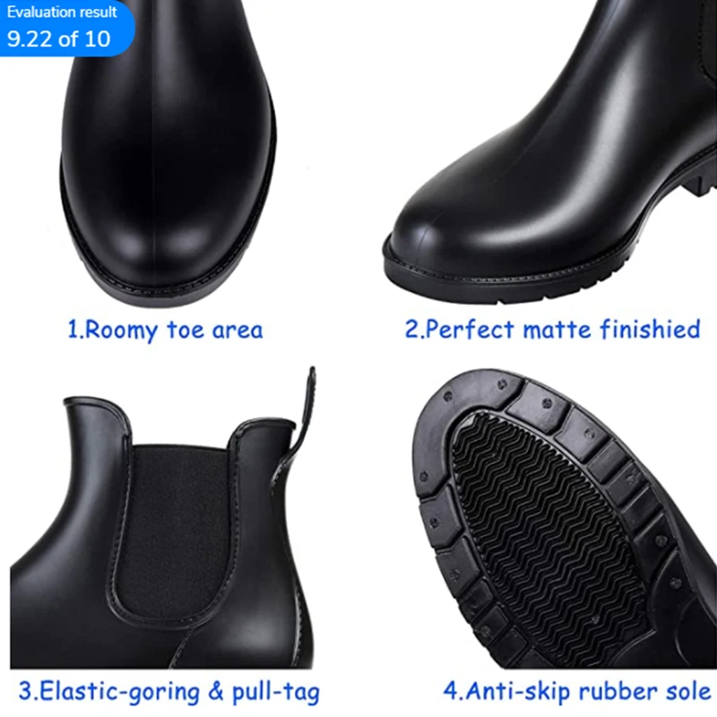 Litfun Women Chelsea Rain Boots Shiny Ankle Boots Waterproof Upper Toe Elastic Band Low Sole Fashion Non-slip Comfortable Boots - Image 3