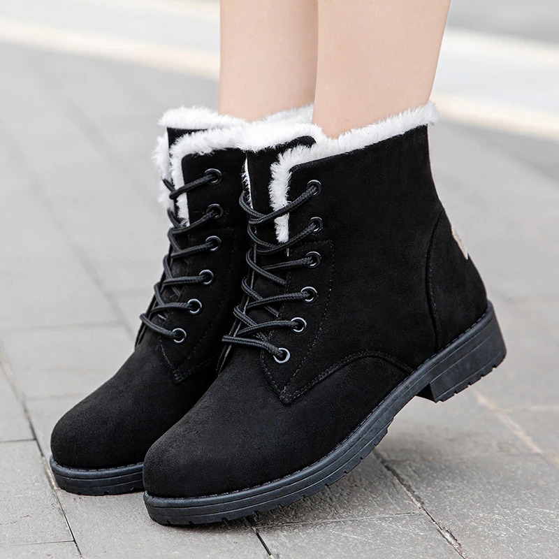Snow Women Boots Flat Boots For Women Platform Ladies Shoes Plush Keep Warm Boots Ladies Fur New Winter Shoes Women Botas Mujer - Image 2