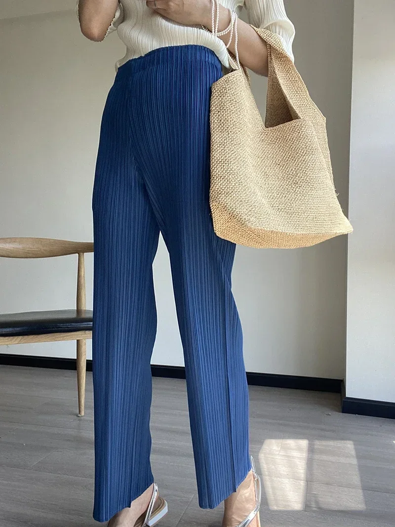 YUDX Spring Summer Autumn Women Casual Elegant Ladies Miyake Designer Casual Loose Straight Pleated Pants High Waist Trousers - Image 2